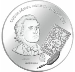 // medalie placată cu argint, Mihai Eminescu, medalie pl. cu argint, calitate proof, România,  //