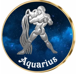 Vărsător, medalie zodiac, ambalată exclusiv 