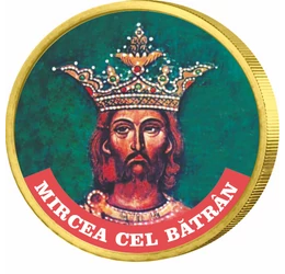// 50 cenţi, Mircea cel Bătrân, monedă, CuNi, UE, 2002-2019 // Mircea cel Bătrân a fost domnul Ţării Româneşti. În timpul domnitorului, Țara Românească a ajuns la cea mai mare întindere teritorială din istoria sa. 