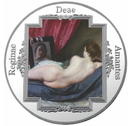 // , Nuduri artistice - Medalie pictată, placată cu argint, aliaj de cupru, placat cu argint, ,  // Frumuseţea feminină reprezintă în fiecare epocă inspiraţia şi muza artiştilor. Frumuseţea naturală a trupului feminin, dorinţa pasionată şi amorul etern su