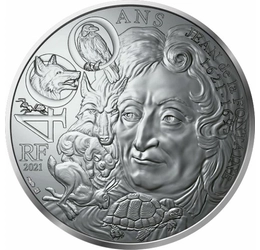 La Fontaine, tatăl fabulelor, 10 euro, argint, Franţa, 2021