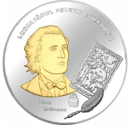 Mihai Eminescu, medalie placată cu aur pur, România