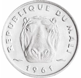 Hipopotamul, 5 franci, Mali, 1961
