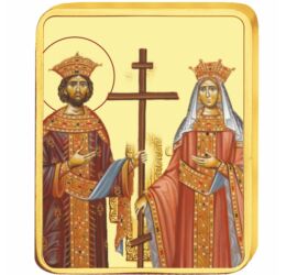 Sf. Împăraţi Constantin şi Elena - medalie icoană, placată cu aur, România 