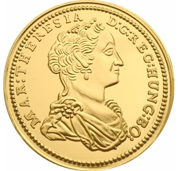 Maria Terezia, ducat de aur în replică, placată cu aur