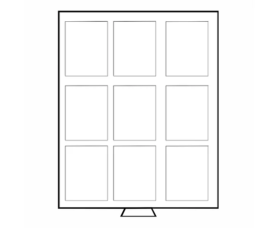 Tavă pt. păstrarea mon., 9 x 86x54 mm, locaşuri pătrate