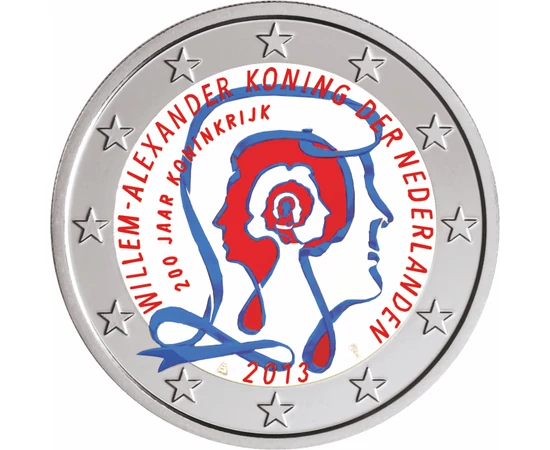 Regatul Ţărilor de Jos - 200 de ani, 2 euro, Olanda, 2013