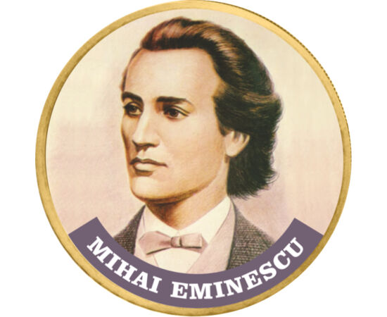 // 50 cenţi, UE, din 2009 // - Pe 15 ianuarie aniversăm 170 de ani de la naşterea lui Mihai Eminescu, cel mai mare poet naţional, făuritorul limbii române, supranumit „Luceafărul poeziei româneşti”. A publicat primul său poem la vârsta de 16 ani, iar