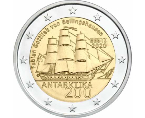 2 euro,Desc. Antarcticii 200 ani Estonia