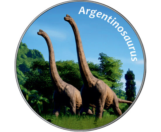 // 25 cenţi, SUA, 2012-2020 // - În epoca dinozaurilor au trăit ființe de dimensiuni uimitoare, cel mai mare dinozaur fiind Argentinosaurul, deţinătorul recordului, care este estimat la o lungime de 35 de metri şi  o greutate de până la 110 de tone. Fosil