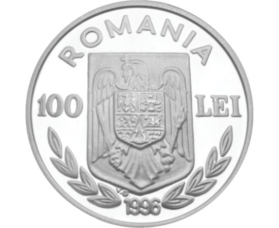 Surfing pe argint, 100 lei, argint, România, 1996