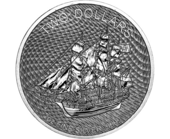 Răscoală pe corabia Bounty, 2 dolari, argint, Insulele Cook, 2020