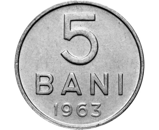 5 bani, Stemă, inscripţii, , oţel placat cu nichel, 3,38 g, România, 1960-1963