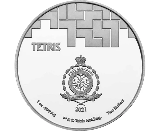 2 dolari Elemente Tetris stemă val.nom.  argint de 999/1000 311 g Niue 2021