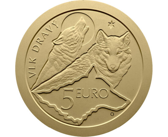 5 euro, Trei lupi, harta Slovaciei, stemă, , cupru, nichel, 19,1 g, Slovacia, 2021