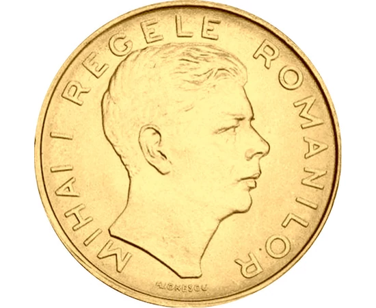  100 lei,Regele Mihai I,1943-44,aurit, România