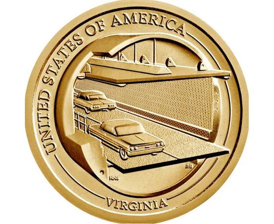 1 dolar, Podul-Tunel Chesapeake Bay, cupru, nichel, 8,1 g, SUA, 2021