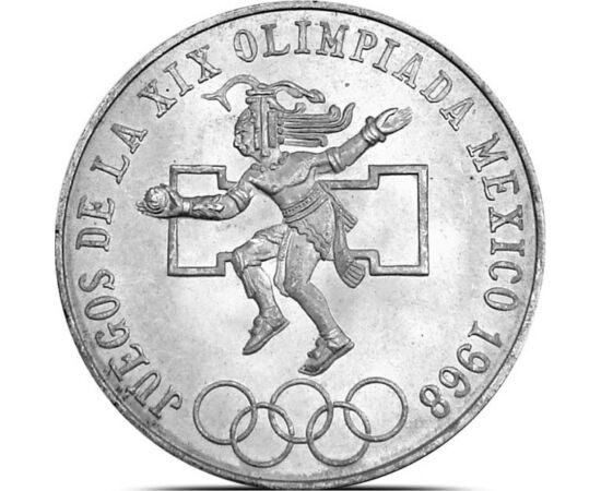  25 peso, sportiv mayaş, Ag, 1968, Mexic