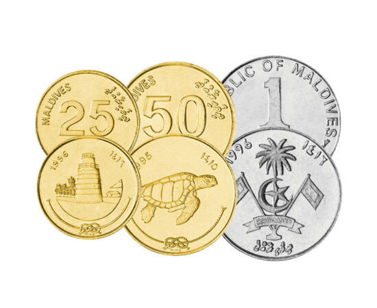 1, 5, 10, 25, 50 laari, 1 rufiyaa, ,  , 0, Insulele Maldive, 1984-2012