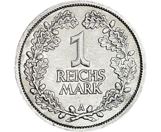1 marcă, Vulturul imperial, , argint de 500/1000, 5 g, Imperiul German, 1925-1927