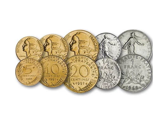 5 10 20 centime 1/2 1 2 5 10 20 franci    0 Franţa 1960-2001