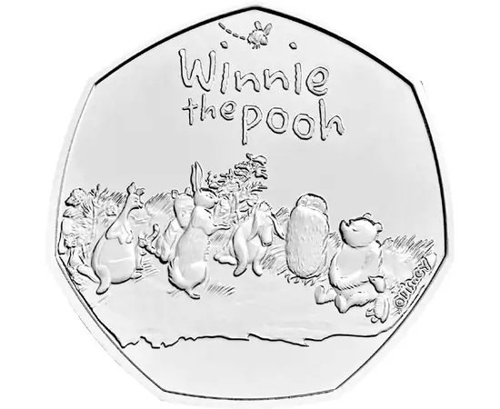 50 pence, Ursuleţul Winnie şi prietenii săi, cupru, nichel, 8 g, Marea Britanie, 2021