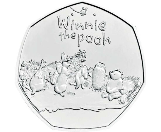 50 pence, Ursuleţul Winnie şi prietenii săi, cupru, nichel, 8 g, Marea Britanie, 2021