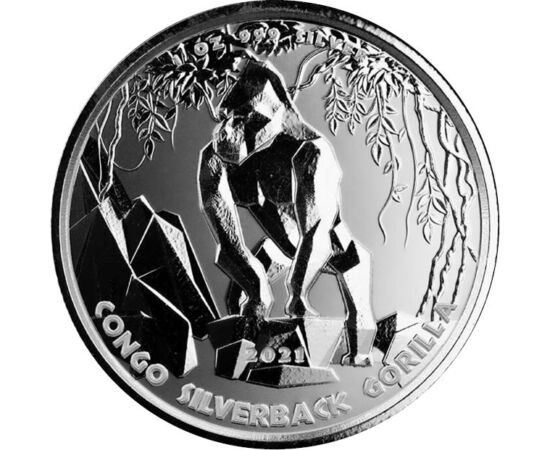 500 franci, Gorila cu dungă argintie, , argint de 999/1000, 31,1 g, Congo, 2021