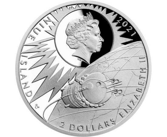 2 dolari, Jurij Gagarin, , argint de 999/1000, 31,1 g, Niue, 2021