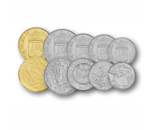 1, 2, 5, 10, 20, 50, 100, 200, 500, 1000 lire, ,  , 0, San Marino, 1973-1997