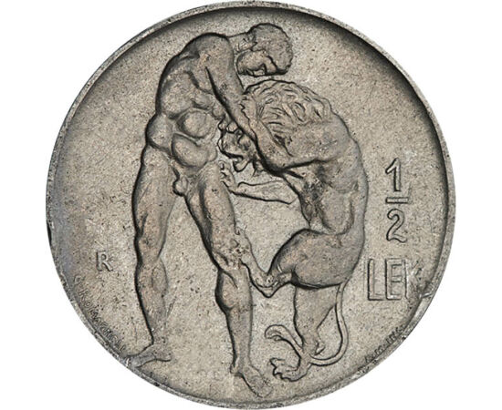 1/2 lek, Herkule, leu, , nichel, 6 g, Albania, 1926