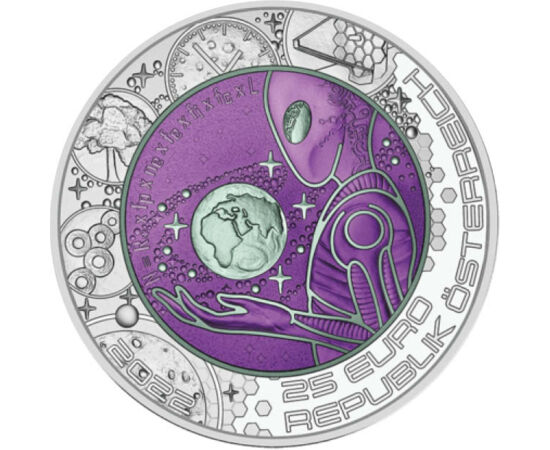25 euro, Extratereştri, Glob, valoare nom., , argint de 900/1000, 9,8 g, Austria, 2022