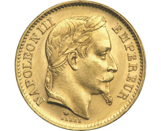  20 franci, Napoleon III,aur,1861-70, Franţa