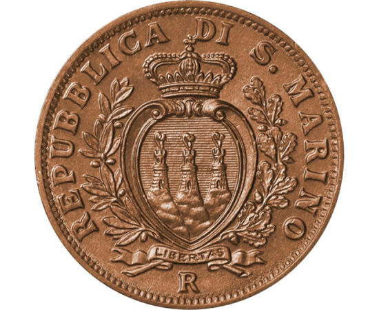 10 centesimi, Stemă, bronz, 5,4 g, San Marino, 1935-1938
