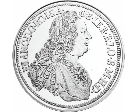 Francisc de Lorena taler din 1753, replică fidelă placată cu aur şi argint