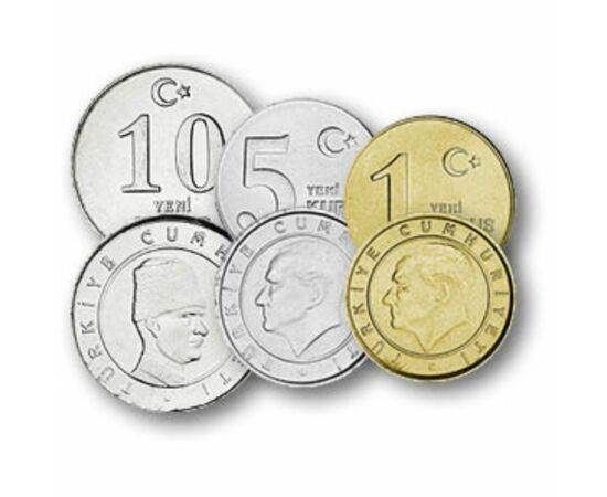 1, 5, 10, 25, 50 noi kuruşi, 1 nouă liră, ,  , 0, Turcia, 2005-2008