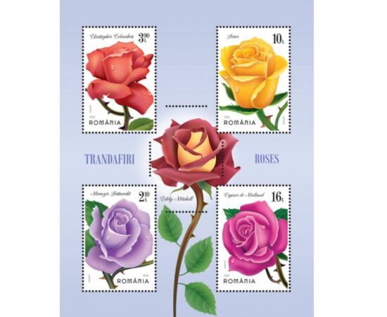 2,10, 3,90, 10, 16 lei, , offset, Bloc de 4 timbre, România, 2022