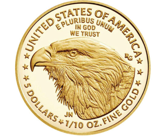 5 dolari, Vulturul, , greutate, aur de 916/1000, 3,39 g, SUA, 2022