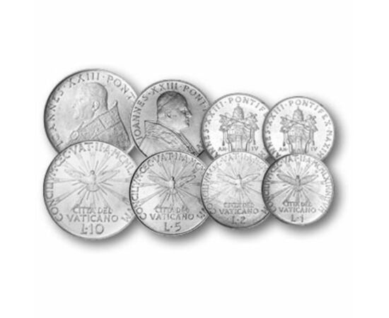 1, 2, 5, 10, 20, 50, 100 lire, ,  , 0, Vatican, 1962