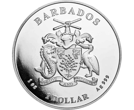 1 dolar Stemă  argint de 999/1000 311 g Barbados 2022