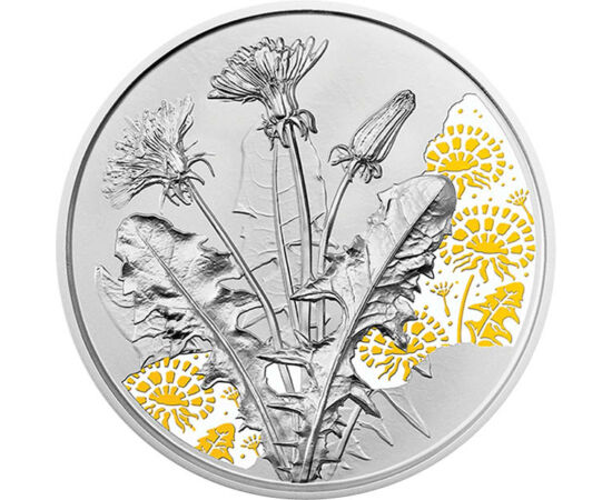 10 euro, Ilustraţie păpădie, argint de 925/1000, 16,82 g, Austria, 2022