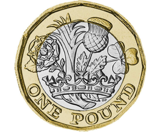 1 liră, Trandafir, praz,ciulin, trifoi,val. nom., cupru, nichel, 8,8 g, Marea Britanie, 2016