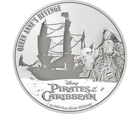 2 dolari, Reprezentare pirat, barcă cu pânze, argint de 999/1000, 31,1 g, Niue, 2022