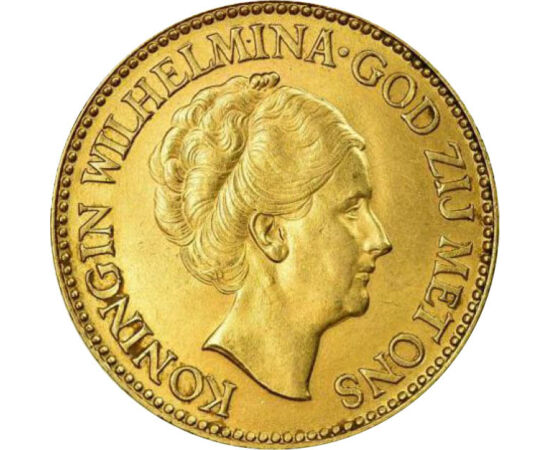  10 guldeni,Wilhelmina,Au,1925-1933, Olanda