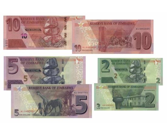 2, 5, 10, 20, 50, 100 dolari, ,  , 0, Zimbabwe, 2019-2020