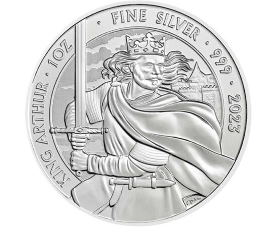 2 lire, Regele Arthur, material, fineţe, , argint de 999/1000, 31,1 g, Marea Britanie, 2023