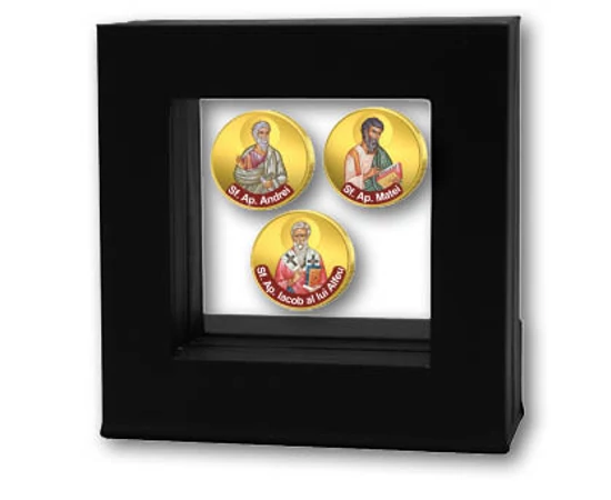 // monede, Apostoli ai lui Hristos, set de 3 monede ambalat exclusiv, UE // Apostolii au fost cei mai apropiaţi urmaşi ai lui Iisus, învăţători primari ai mesajului Evangheliei. Cuvântul apostol înseamnă „acela care este trimis”. 