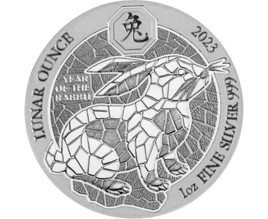 50 franci, Ilustraţie iepure, , argint de 999/1000, 31,1 g, Ruanda, 2023