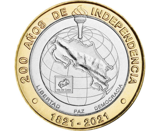 500 colon, Harta ţării, , Ni-Brass, CuNi, 10,45 g, Costa Rica, 2021