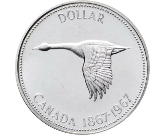 1 dolar, Raţa sălbatică, , val.nom., argint de 800/1000, 23,33 g, Canada, 1967